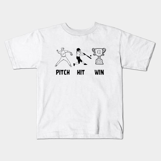 Pitch Hit Win Kids T-Shirt by LENTEE